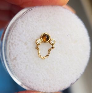 Buddha Jewelry Organics Halston threadless end yellow gold smoky quartz